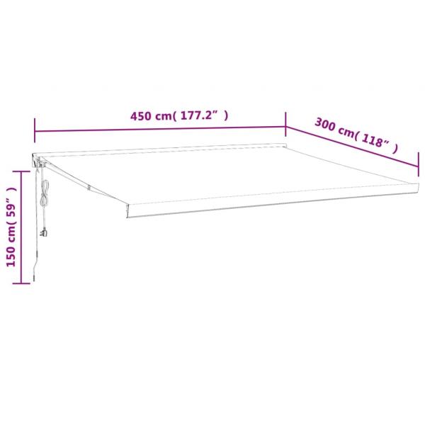 Markise Einziehbar Gelb und Weiß 4,5x3 m Stoff und Aluminium