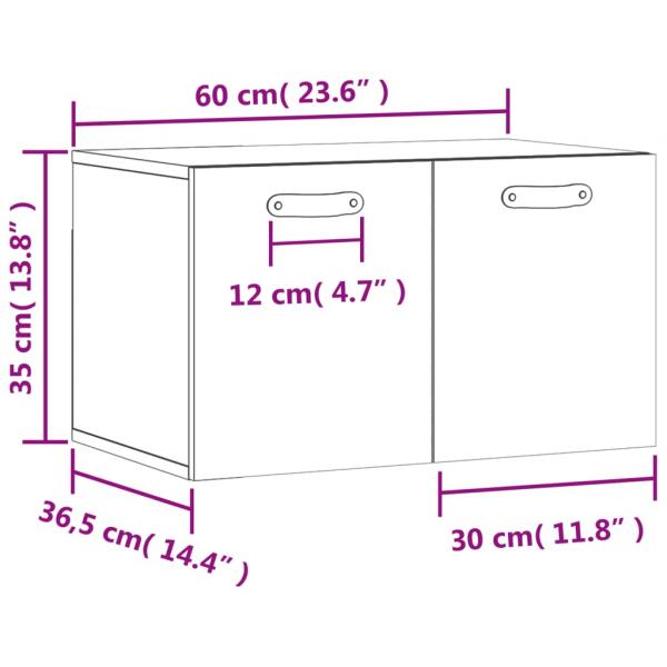 Wandschrank Hochglanz-Weiß 60x36,5x35 cm Holzwerkstoff