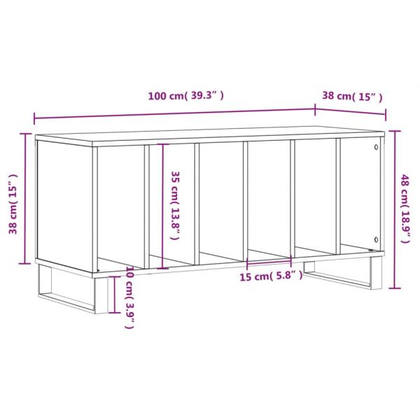 Plattenschrank Hochglanz-Weiß 100x38x48 cm Holzwerkstoff