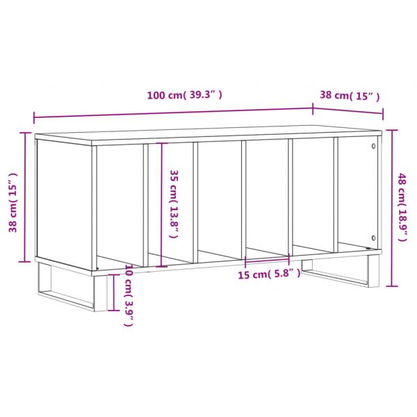 Plattenschrank Grau Sonoma 100x38x48 cm Holzwerkstoff