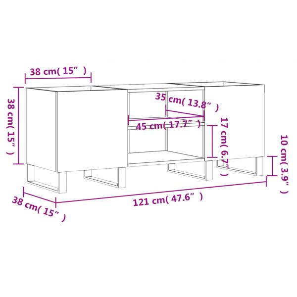 Plattenschrank Räuchereiche 121x38x48 cm Holzwerkstoff