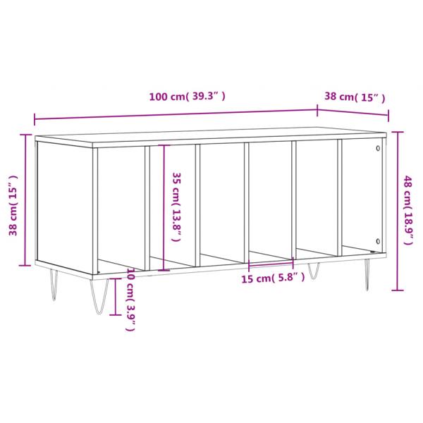 Plattenschrank Betongrau 100x38x48 cm Holzwerkstoff