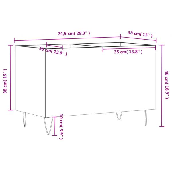 Plattenschrank Betongrau 74,5x38x48 cm Holzwerkstoff