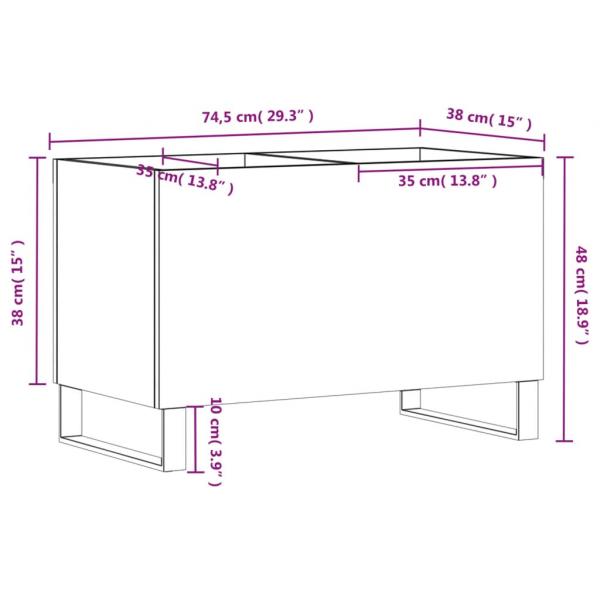 Plattenschrank Grau Sonoma 74,5x38x48 cm Holzwerkstoff