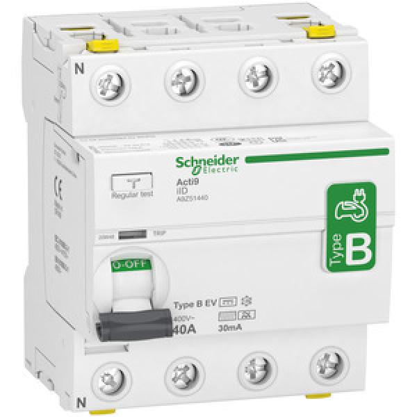 Schneider Electric A9Z51440 Fehlerstrom-Schutzschalter Elektroladestation iID, 4P, 40A, Typ B-EV, 3