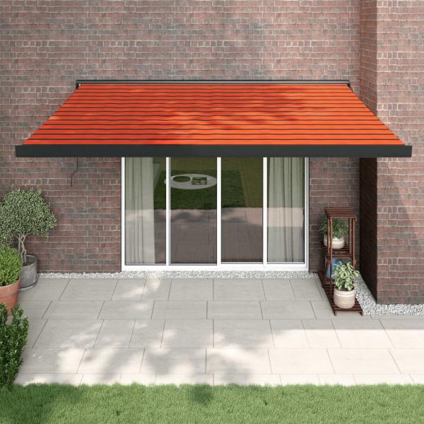 ARDEBO.de - Markise Einziehbar Orange und Braun 4x3 m Stoff und Aluminium