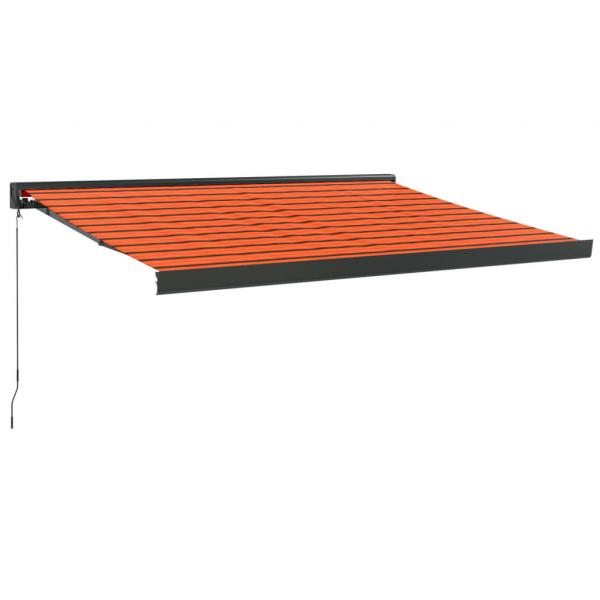 Markise Einziehbar Orange und Braun 3x2,5 m Stoff und Aluminium