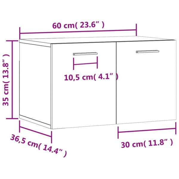 Wandschrank Schwarz 60x36,5x35 cm Holzwerkstoff