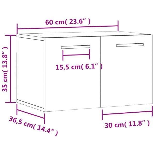 Wandschrank Schwarz 60x36,5x35 cm Holzwerkstoff