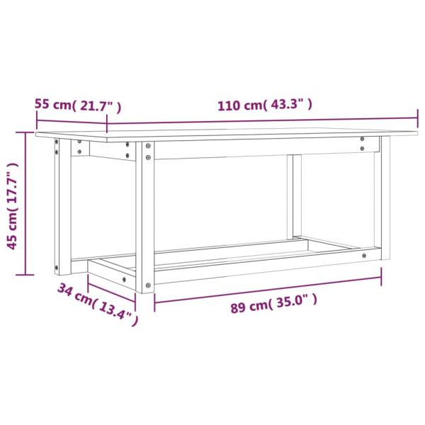 Couchtisch Weiß 110x55x45 cm Massivholz Kiefer