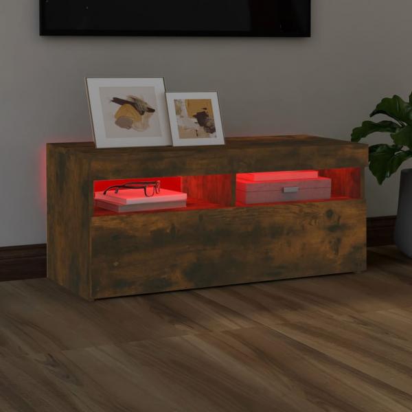 TV-Schrank mit LED-Leuchten Räuchereiche 90x35x40 cm