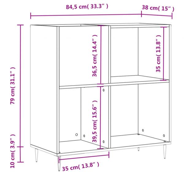 Plattenschrank Hochglanz-Weiß 84,5x38x89 cm Holzwerkstoff