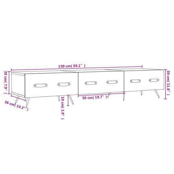 TV-Schrank Schwarz 150x36x30 cm Holzwerkstoff