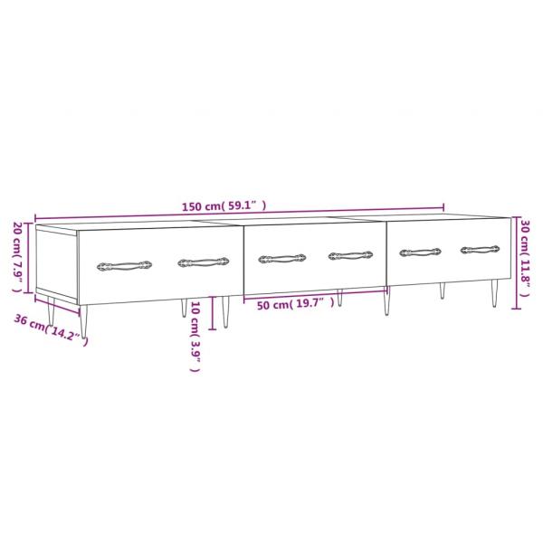 TV-Schrank Schwarz 150x36x30 cm Holzwerkstoff