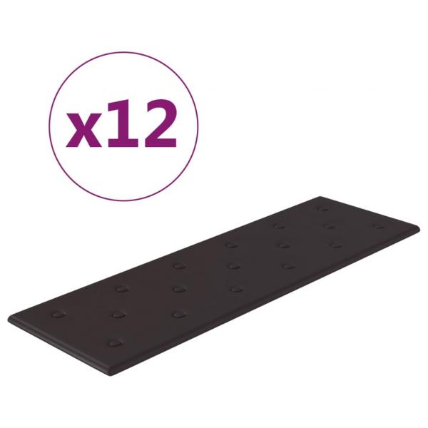 Wandpaneele 12 Stk. Schwarz 90x30 cm Kunstleder 3,24 m²