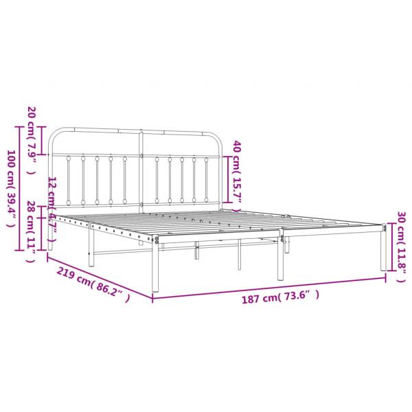 Bettgestell mit Kopfteil Metall Schwarz 183x213 cm