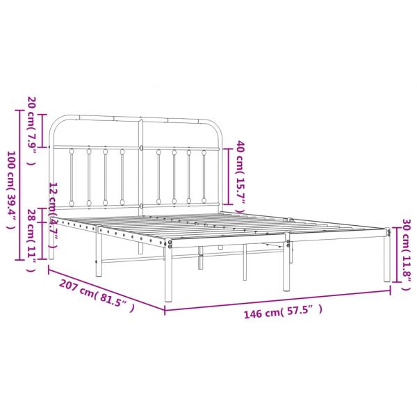 Bettgestell mit Kopfteil Metall Schwarz 140x200 cm