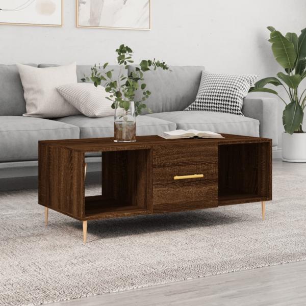 ARDEBO.de - Couchtisch Braun Eichen-Optik 102x50x40 cm Holzwerkstoff