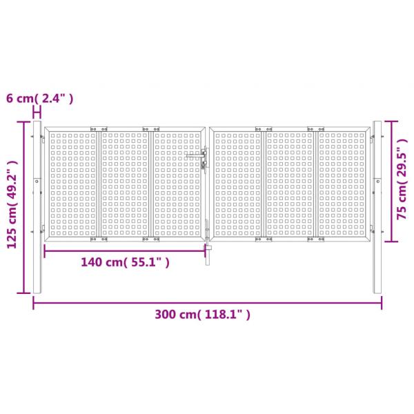 Gartentor Anthrazit 300x125 cm Stahl