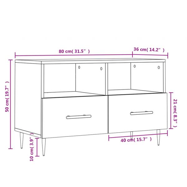 TV-Schrank Braun Eichen-Optik 80x36x50 cm Holzwerkstoff