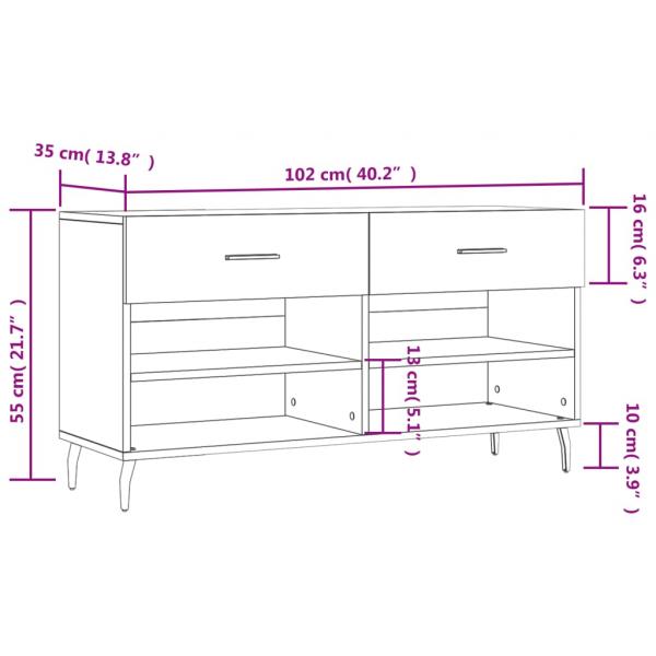 Schuhbank Schwarz 102x35x55 cm Holzwerkstoff