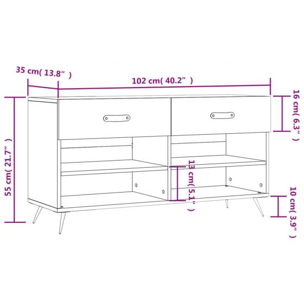 Schuhbank Betongrau 102x35x55 cm Holzwerkstoff