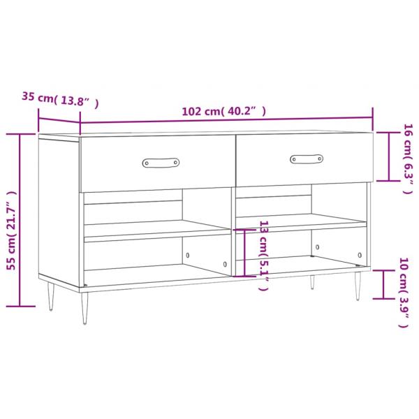 Schuhbank Grau Sonoma 102x35x55 cm Holzwerkstoff