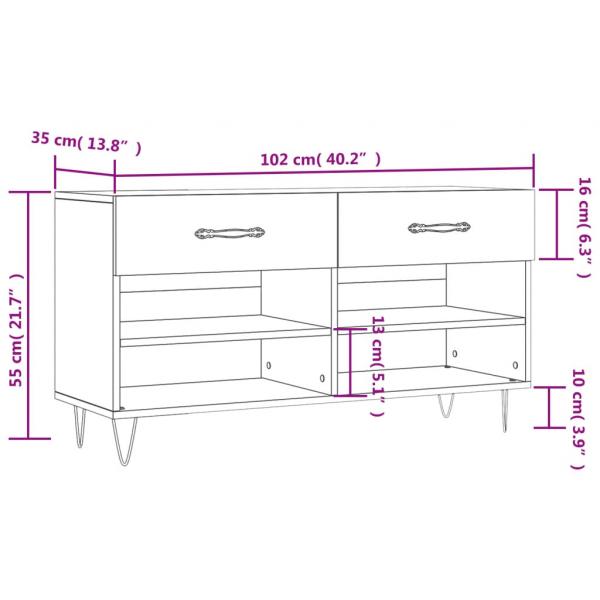 Schuhbank Räuchereiche 102x35x55 cm Holzwerkstoff