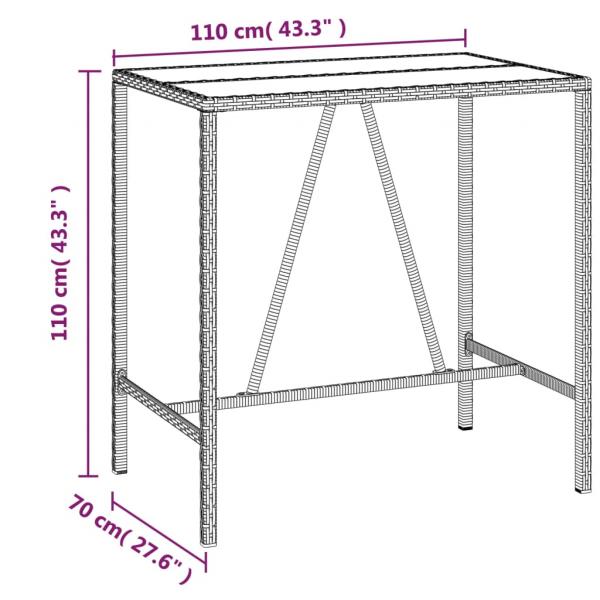 7-tlg. Gartenbar-Set mit Kissen Braun Poly Rattan