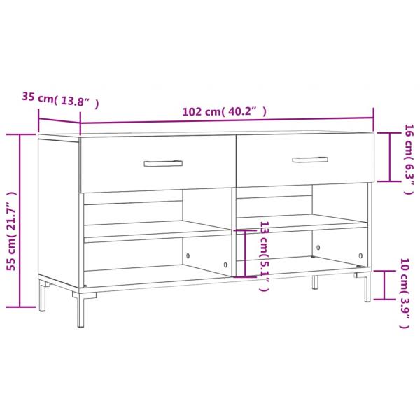 Schuhbank Braun Eichen-Optik 102x35x55 cm Holzwerkstoff