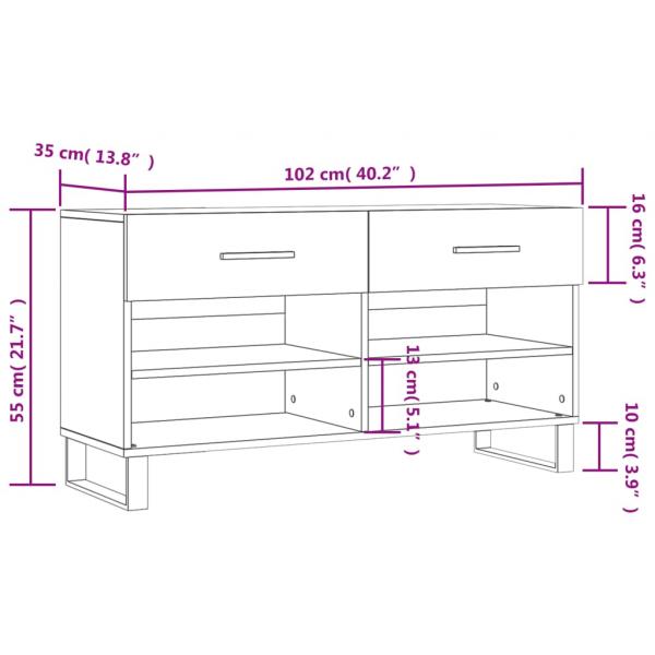 Schuhbank Hochglanz-Weiß 102x35x55 cm Holzwerkstoff