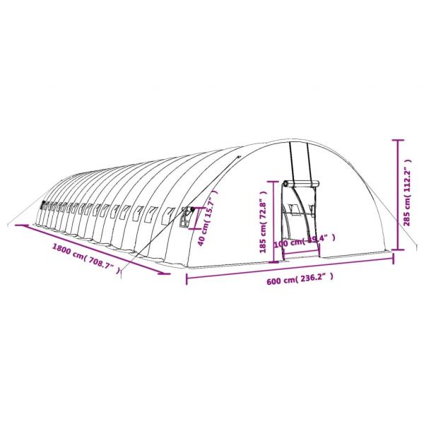 Gewächshaus mit Stahlrahmen Grün 108 m² 18x6x2,85 m