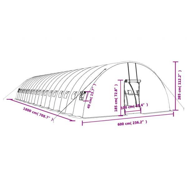 Gewächshaus mit Stahlrahmen Weiß 108 m² 18x6x2,85 m