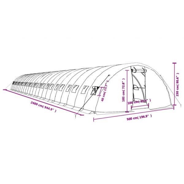 Gewächshaus mit Stahlrahmen Weiß 120 m² 24x5x2,3 m