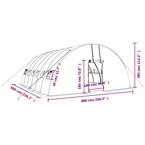 Gewächshaus mit Stahlrahmen Weiß 36 m² 6x6x2,85 m