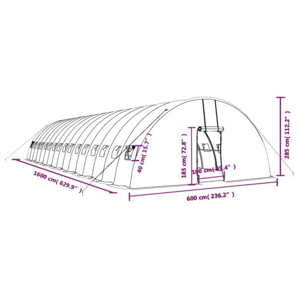 Gewächshaus mit Stahlrahmen Grün 96 m² 16x6x2,85 m