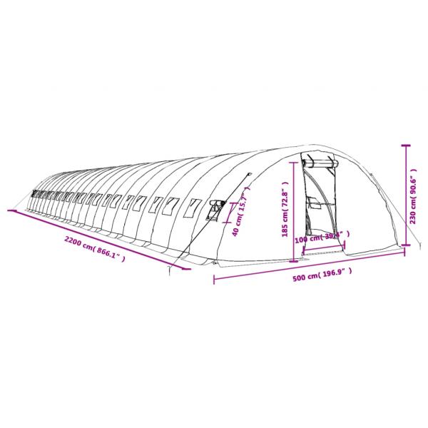 Gewächshaus mit Stahlrahmen Weiß 110 m² 22x5x2,3 m