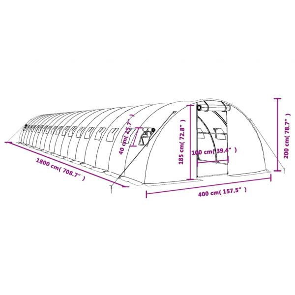 Gewächshaus mit Stahlrahmen Grün 72 m² 18x4x2 m