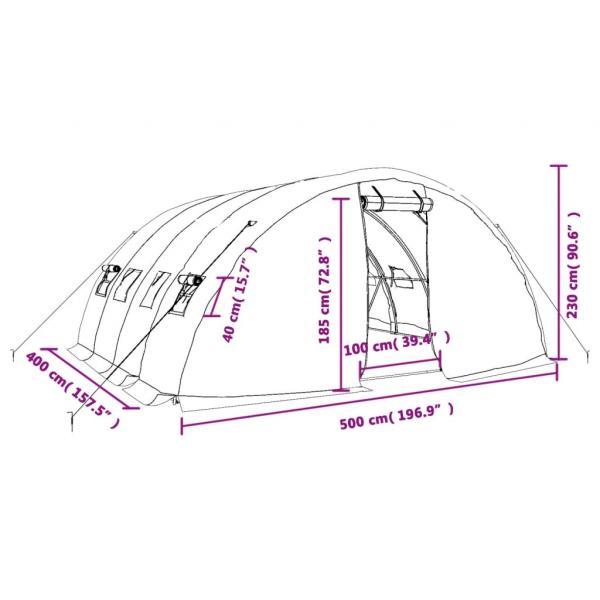 Gewächshaus mit Stahlrahmen Grün 20 m² 5x4x2,3 m