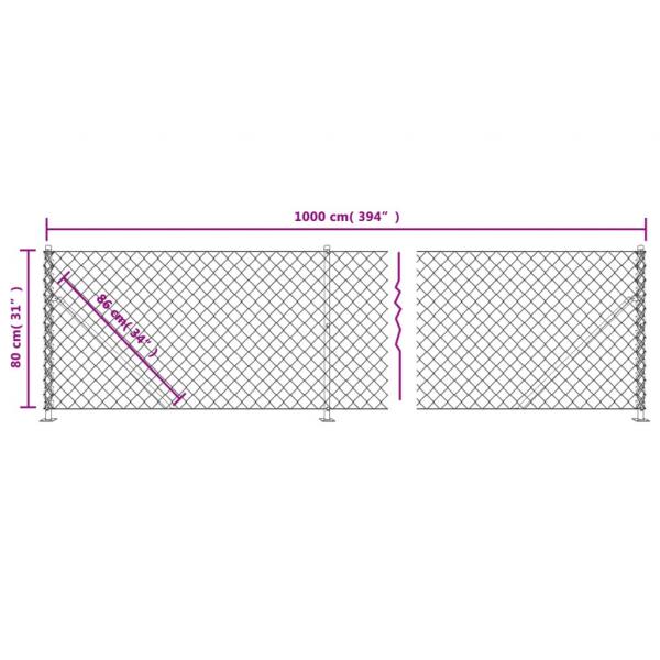 Maschendrahtzaun mit Bodenflansch Anthrazit 0,8x10 m