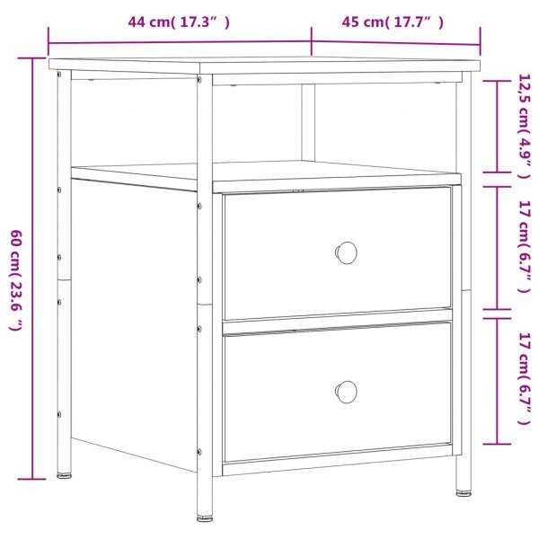 Nachttische 2 Stk. Grau Sonoma 44x45x60 cm Holzwerkstoff