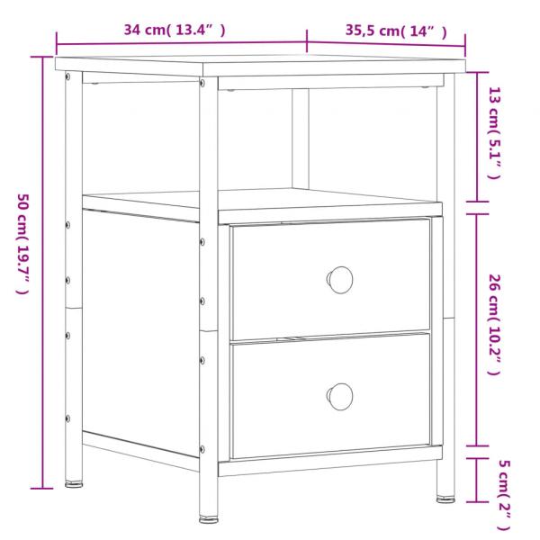 Nachttische 2 Stk Braun Eichen-Optik 34x35,5x50cm Holzwerkstoff