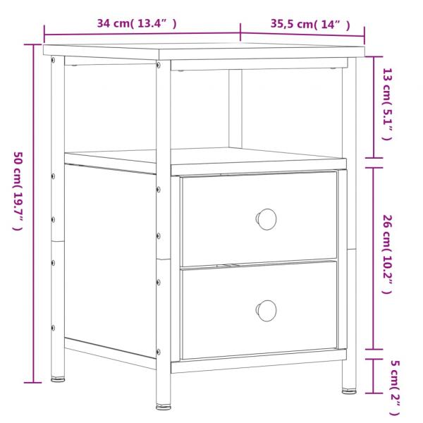 Nachttische 2 Stk. Grau Sonoma 34x35,5x50 cm Holzwerkstoff