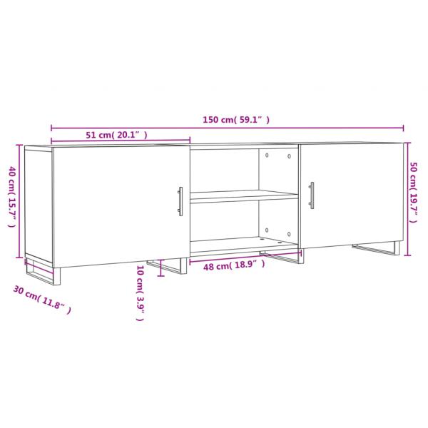 TV-Schrank Weiß 150x30x50 cm Holzwerkstoff