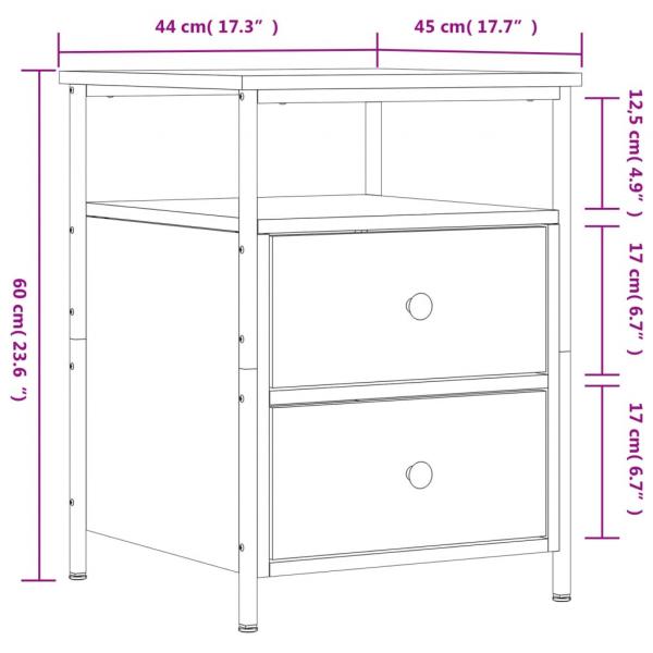 Nachttische 2 Stk. Braun Eichen-Optik 44x45x60 cm Holzwerkstoff