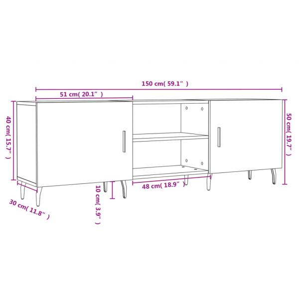 TV-Schrank Weiß 150x30x50 cm Holzwerkstoff