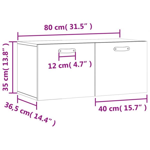 Wandschrank Hochglanz-Weiß 80x36,5x35 cm Holzwerkstoff