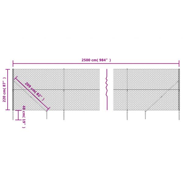 Maschendrahtzaun mit Bodenhülsen Anthrazit 2,2x25 m