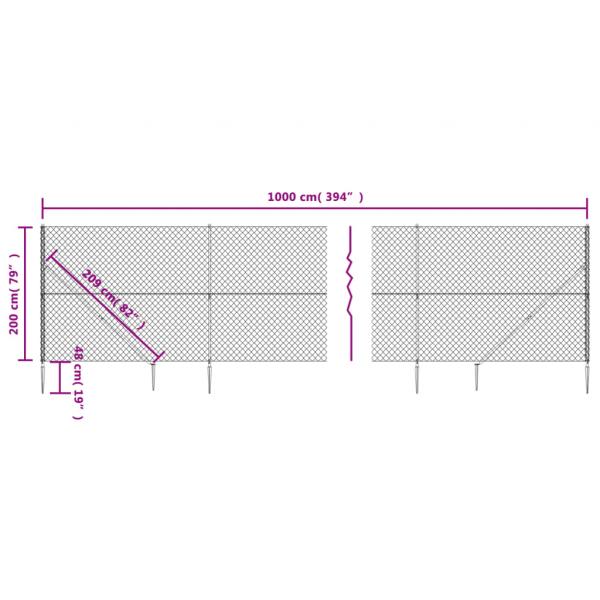 Maschendrahtzaun mit Bodenhülsen Anthrazit 2x10 m