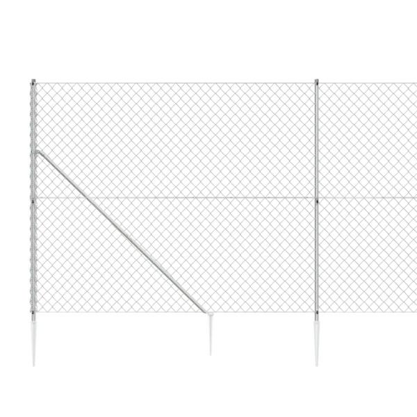 Maschendrahtzaun mit Bodenhülsen Silbern 1,6x25 m